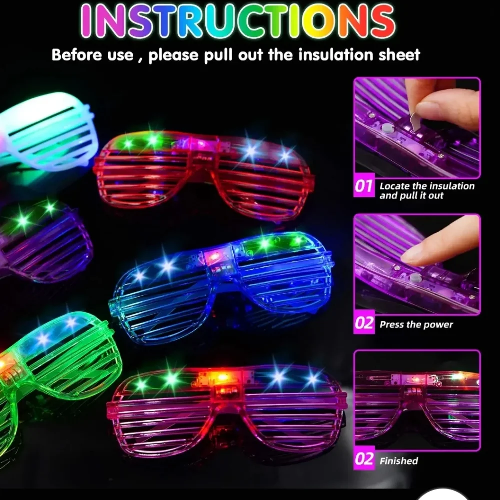 Glow in the Dark LED Eyeglasses ColorsBlinds Lampshade Glasses Christmas birth